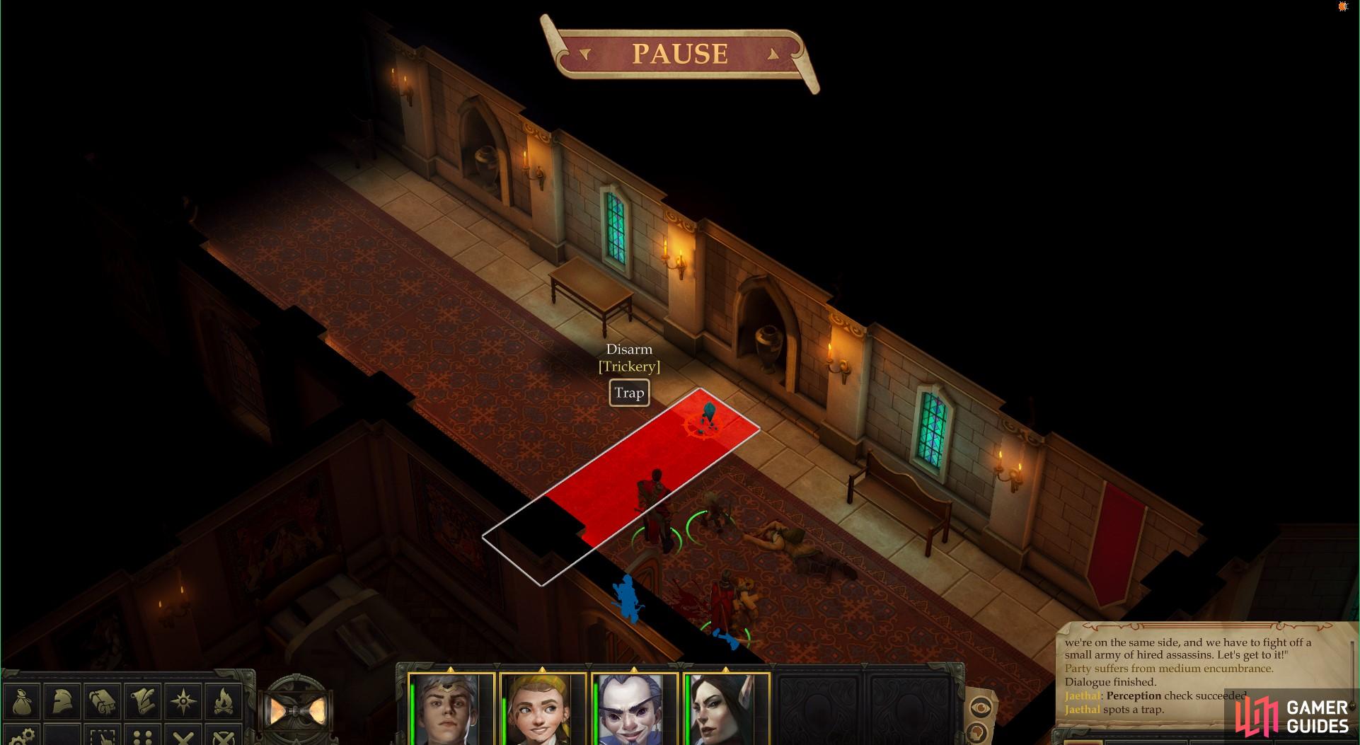To disarm a trap you&rsquo;ll have to make a [Trickery] skill check, the result of which must equal or exceed the trap&rsquo;s Difficulty.Class (DC)