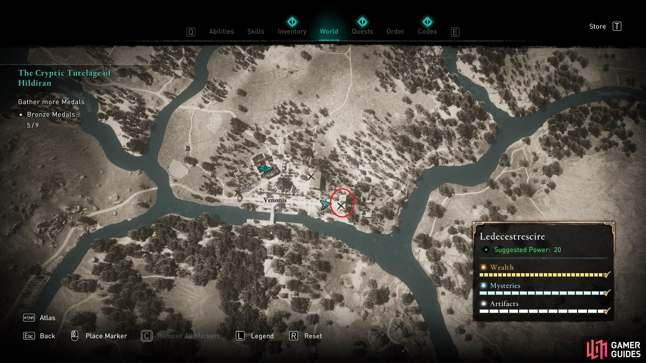 The location of the tower where you&rsquo;ll find the Goliath, in the southeast of Venonis.