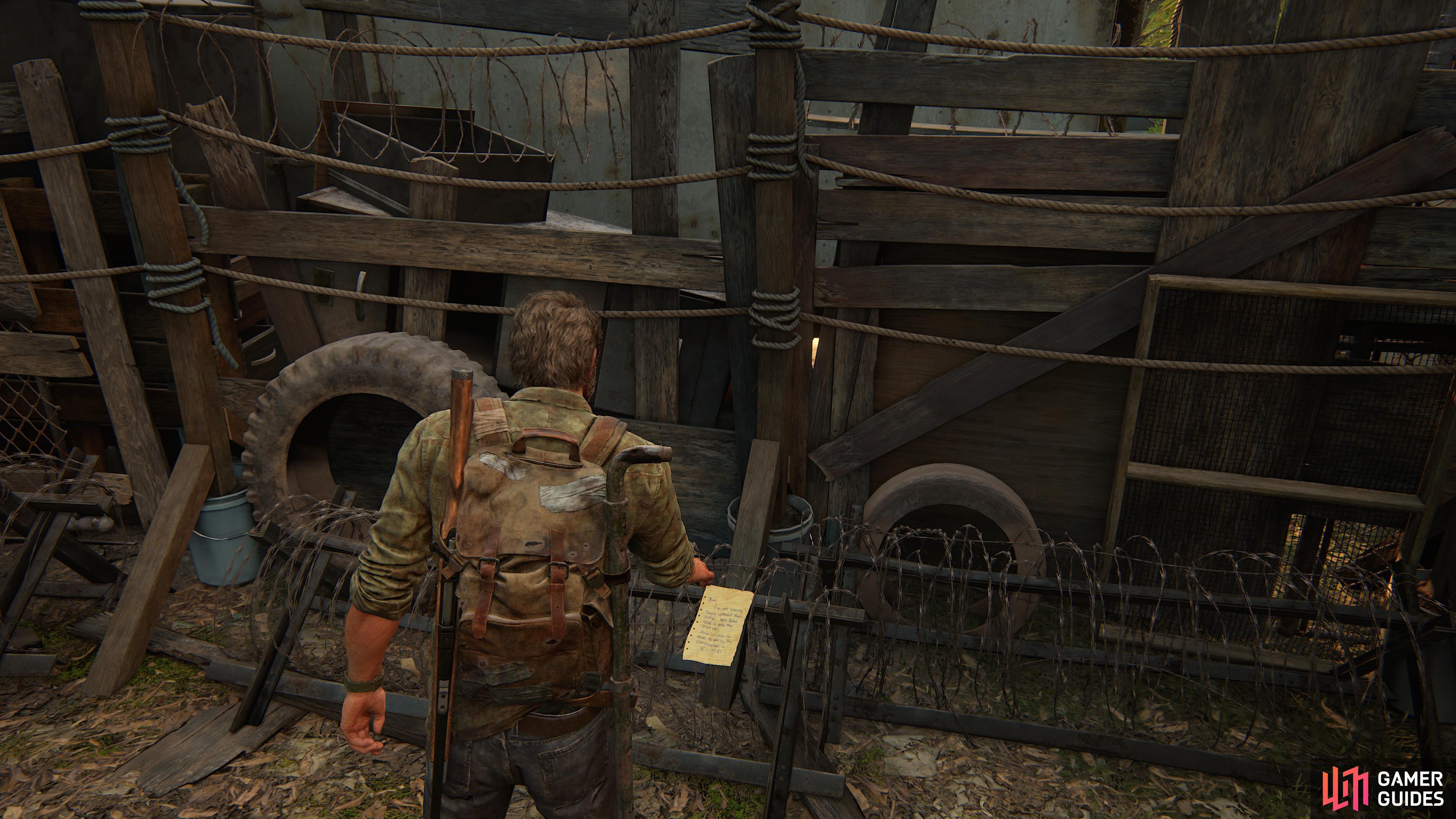 then grab the Note To Bob from the blockade for the safe code.