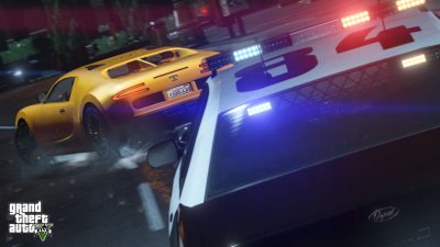 Cops chase a yellow super car
