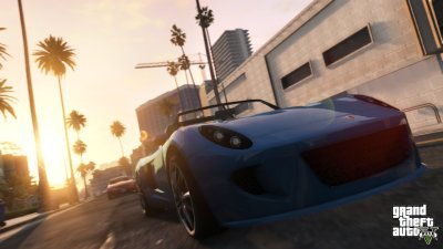 Cruising in a blue car