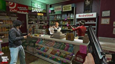 First person robbing a store