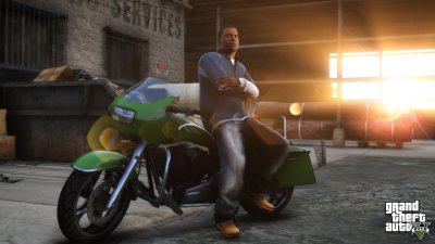 Franklin chilling with a motorcycle