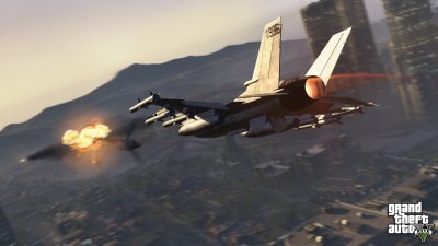 Jet fires missiles over vinewood
