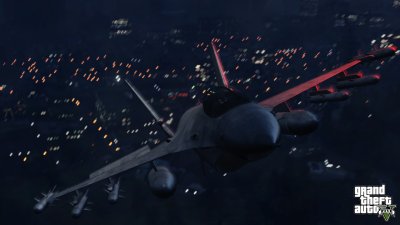 Jet racing across the city