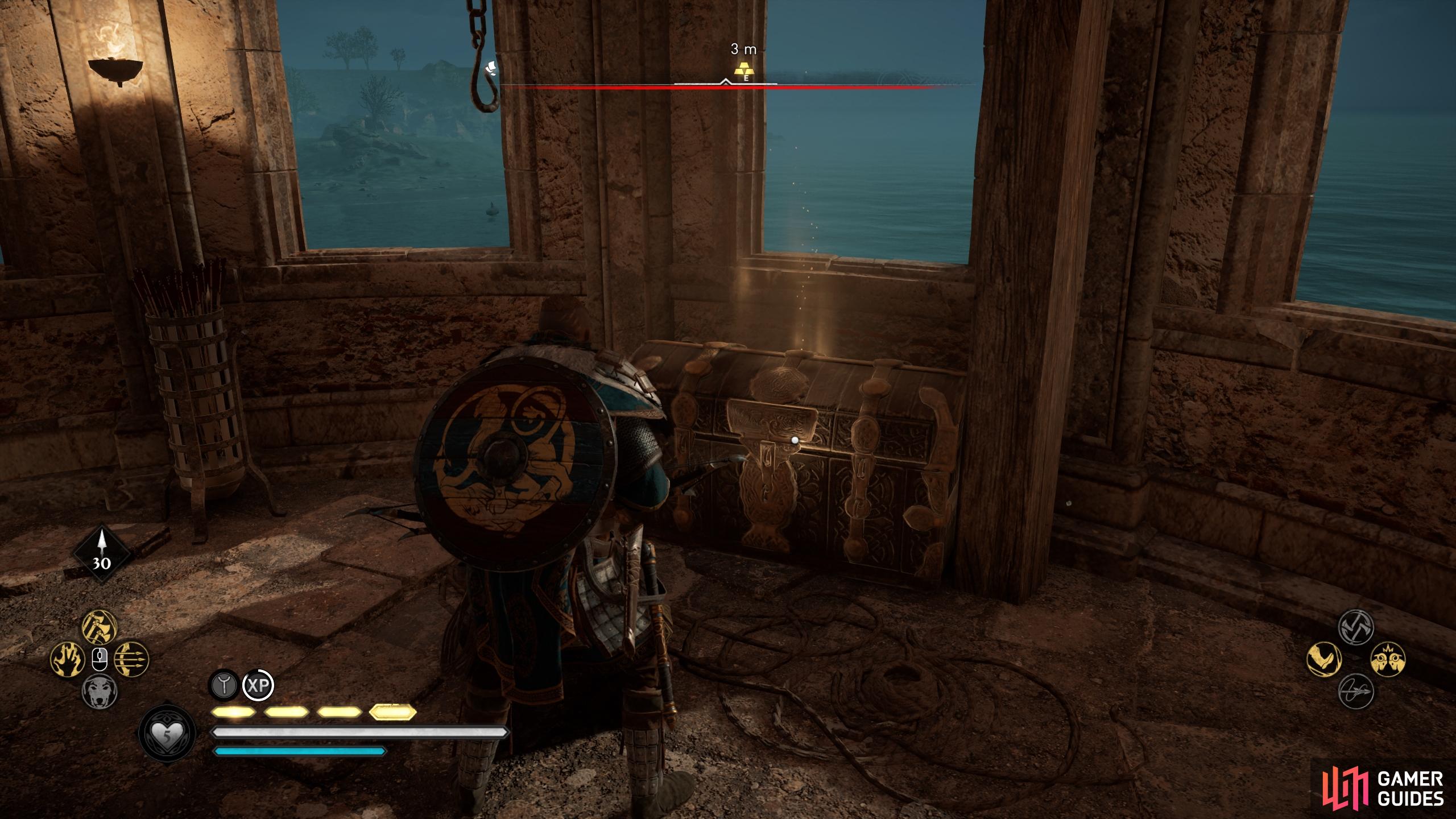 You&rsquo;ll find the chest in a tower in the camp, ready to open.