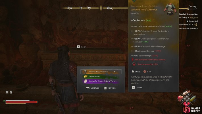 Pick up the Ancient Hero's Armour
