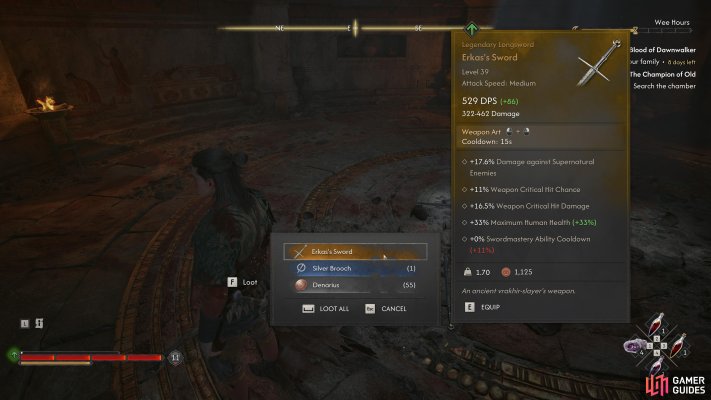 Pick up Erkas's Sword