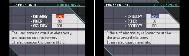 Physical moves are indicated by a &ldquo;red smash&rdquo;, while special moves have a &ldquo;blue spiral&rdquo;.