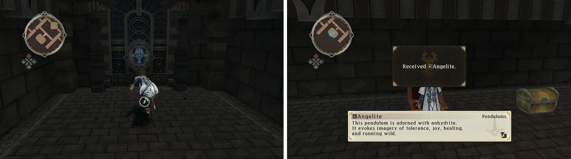 Head through the blue door for multiple items, including Dezel&rsquo;s Angelite weapon.