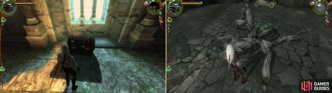 Search upstairs to find Calcium Equum and White Gull (left), then, after Vesemir teaches you the &ldquo;Flaying&rdquo; ability, head outside to harvest the Frightener for the final ingredients for &ldquo;A Potion For Triss&rdquo;.