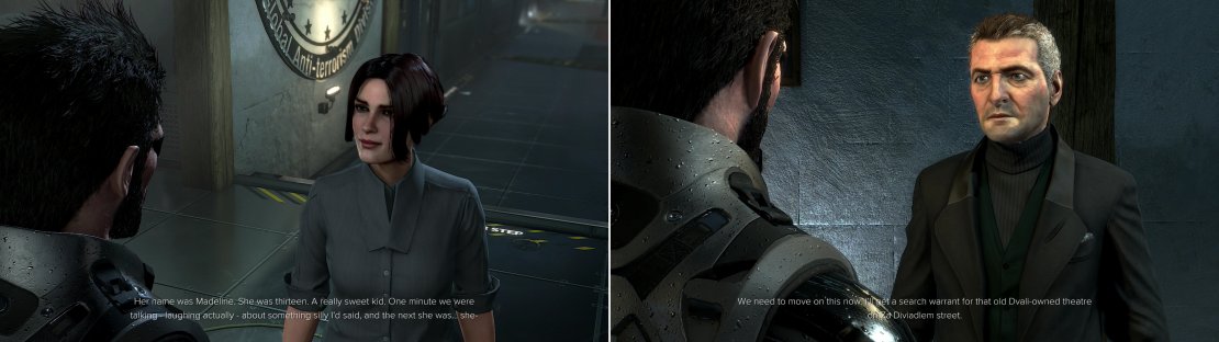 When you reach TF29 you&rsquo;ll be bothered by Dr. Auzenne (left). Pay Miller a visit and plan our your next move (right).