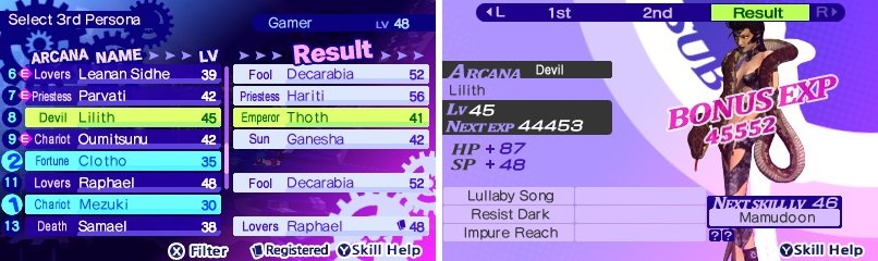 You&rsquo;ll gain access to more kinds of fusion as you progress in the main story, including Triangle Spread (left) and Sacrifical Fusion (right).