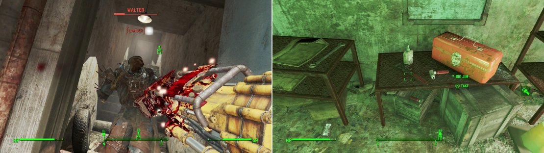 Kill Walter, the leader of the Walden Pond Raider (left) then grab the unique Tire Iron, “Big Jim” (right).