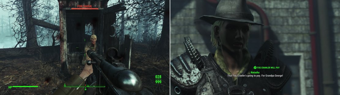 Kill the Ghouls lurking around the National Park Campground&hellip; for Petey! (left) Return to Cassie and swear an oath to avenge poor Grandpa George! (right) This island will pay!