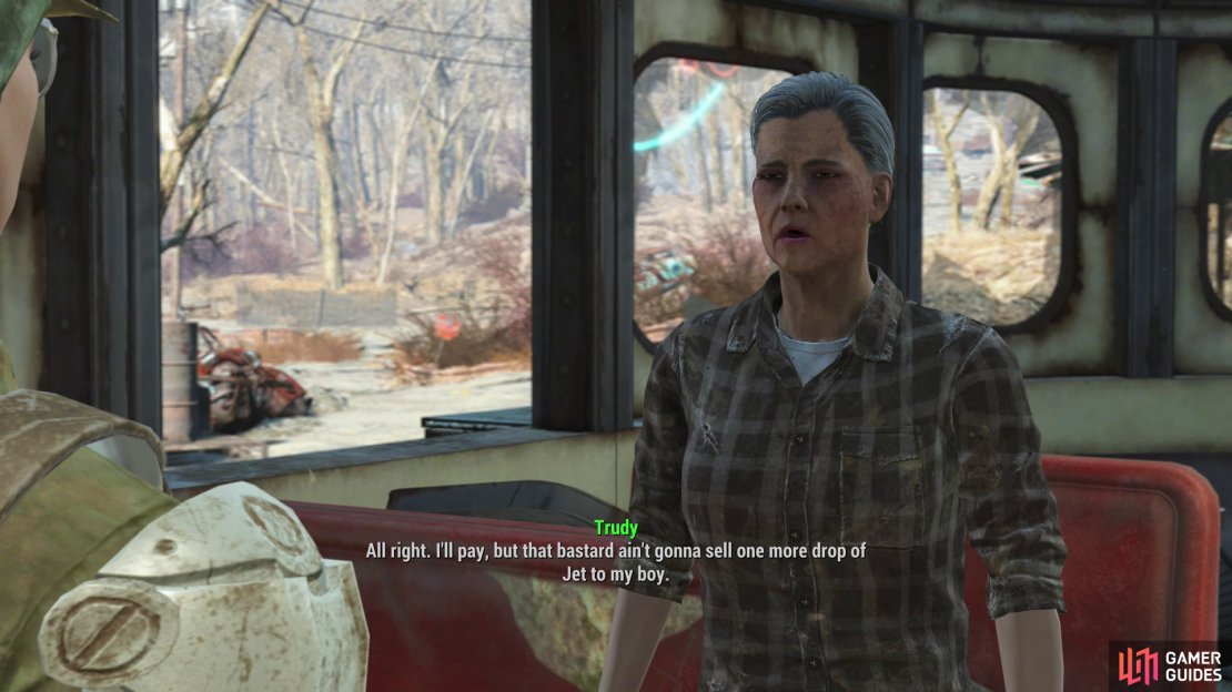 After talking to Wolfgang, you can convince Trudy to pay up,