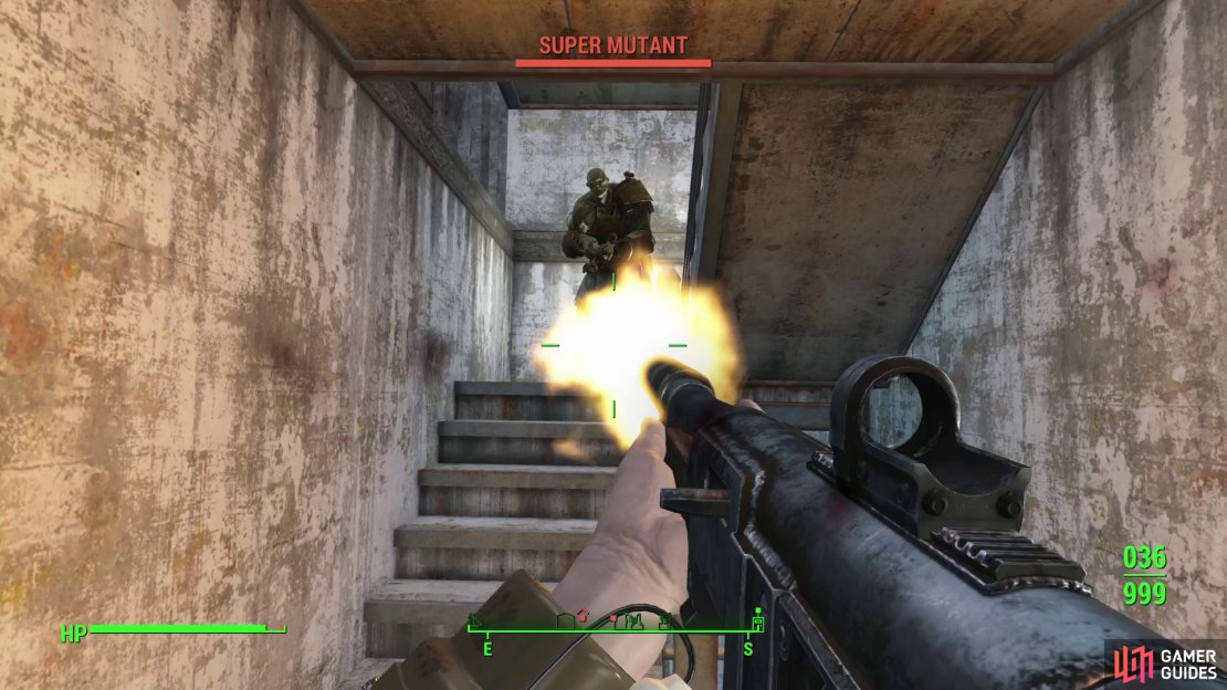Fight your way up the tower, killing mostly unleveled Super Mutants as you ascend.