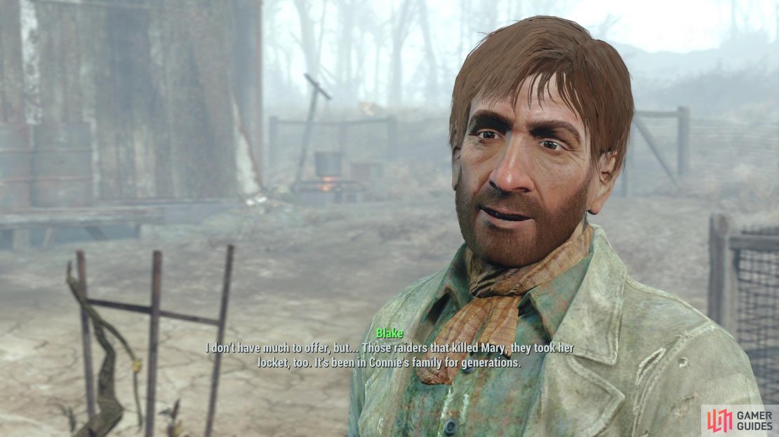 Talk to Blake Abernathy to start the quest &ldquo;Returning the Favor&rdquo;.