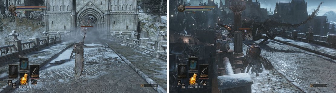 The Sulyvahn&rsquo;s Beast will spawn near the arch, so turn around and fire and then avoid its attacks. Back up to the arch for safety and repeat the process.