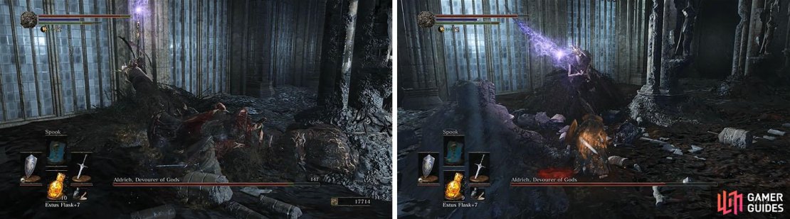 Focus on attacking Aldrich&rsquo;s tail and stay away from his scythe attacks, which does heavy damage if you&rsquo;re struck by it.