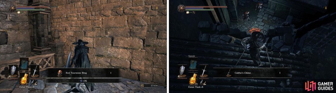 Near the Tearstone Ring you&rsquo;ll find a ledge that leads to the Caitha&rsquo;s Chime.