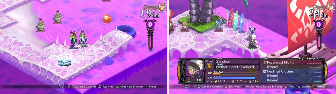Unless they are flying units, both friends and foes will be poisoned by standing in the purple liquid (left). It&rsquo;s likely the neutral NPC here will take out a few enemies (right) before perishing himself.