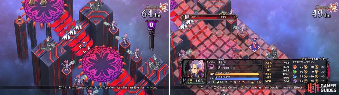 The &ldquo;Stairway of Death&rdquo; doesn&rsquo;t leave a lot of room to space your characters (left). You&rsquo;ll need ranged attacks to deal with the Sages (right).