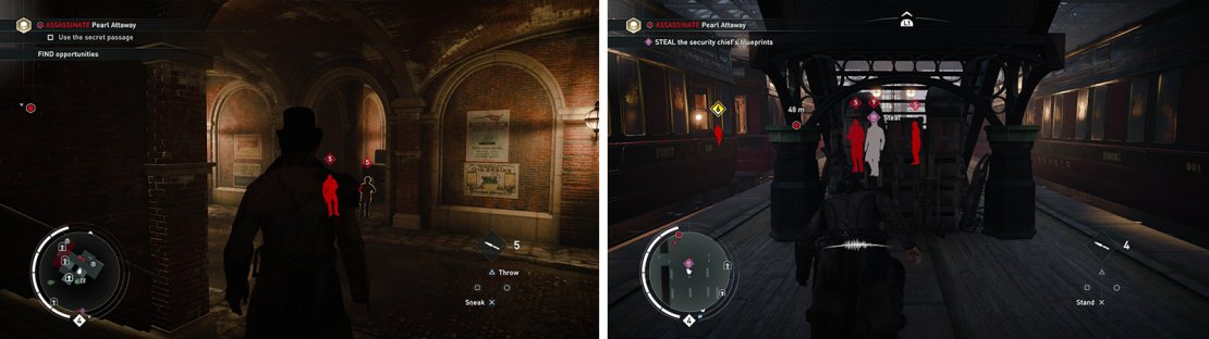 Follow the Station Chief and he&rsquo;ll lead you to the entrance to the secret tunnel (left). At the far end of the tunnle you&rsquo;ll emerge beneath the Security Chief (right).