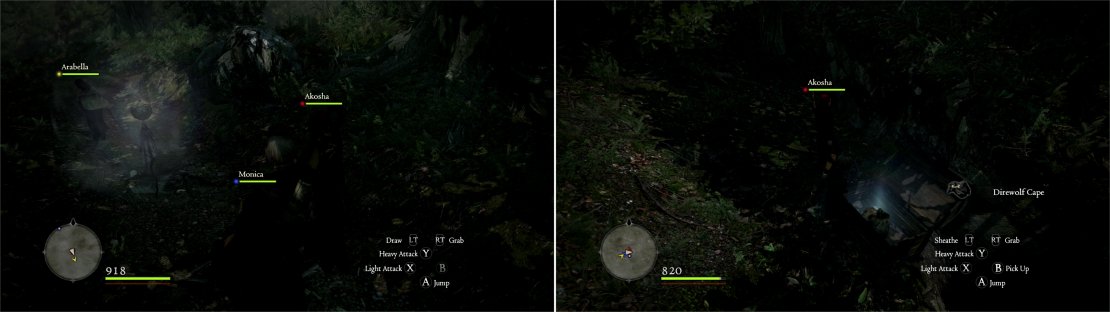 Various totems scattered throughout the Witchwood generate the fog that obscures the map (left). There&rsquo;s plenty of treasure to be found in scattered chests throughout the Witchwood (right).