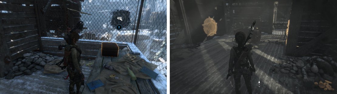 After entering the building you&rsquo;ll find Relic 16 on a desk (left) and Mural 11 on a wall opposite a rope barrier (right).