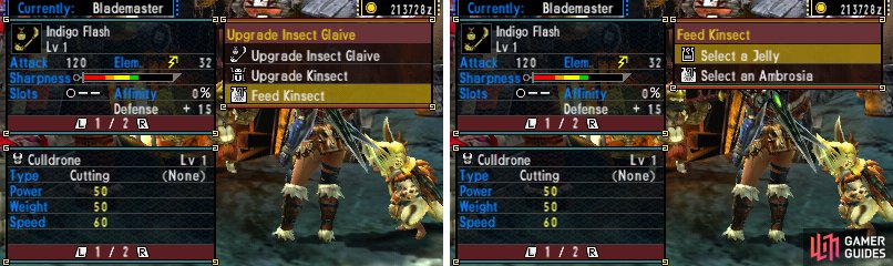 Insect Glaive Upgrade Menu. It&rsquo;s a bit more complicated.