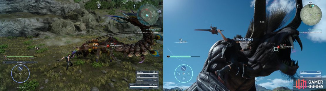 Depending on how you answered Gladiolus earlier you&rsquo;ll have to hunt down a Rogue Karlabos (left) or a Rogue Behemoth (right).