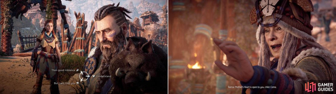 Rost will reveal his future plans to you, giving you the opportunity to make another trialogue decision (left). After some initial trouble at the gate a friendly High Matriarch will ensure you&rsquo;re let inside (right).