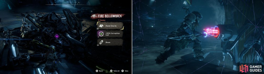After the fight, claim your loot, which will likely include some Very Rare quality mods (left) then override Cauldron SIGMA&rsquo;s core to obtain the SIGMA Override codes (right).