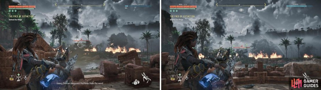 You need to compensate for the Oseram Cannon&rsquo;s drop by aiming a little higher.