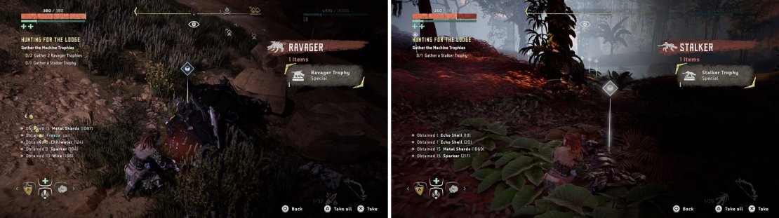The machines don&rsquo;t drop their respective trophies until you are on that part of the quest.
