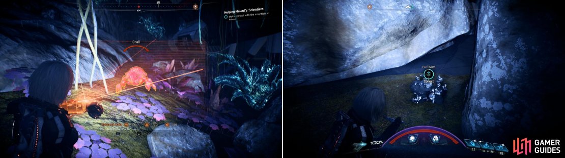 On Havarl you&rsquo;ll find plentiful new lifeforms to scan (left) as well as abundant Platinum deposits (right).