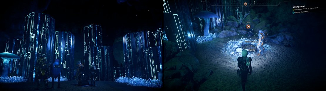 Taavos will use memories gained from the heirloom to open up a new passage (left). Lead him to Zorai&rsquo;s remains, along the way activing the missing monolith (right).