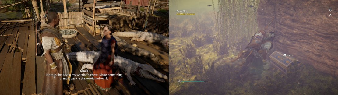 Return to Abar to get her key (left) then locate the Phylake&rsquo;s submerged treasure (right).