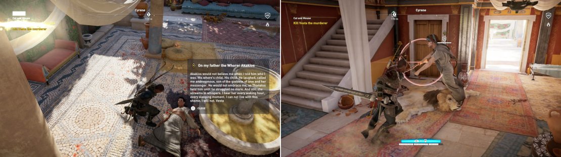 You&rsquo;ll find the third and final body in the brothel (left) and as you leave, you&rsquo;ll have to fend off the murderer (right).
