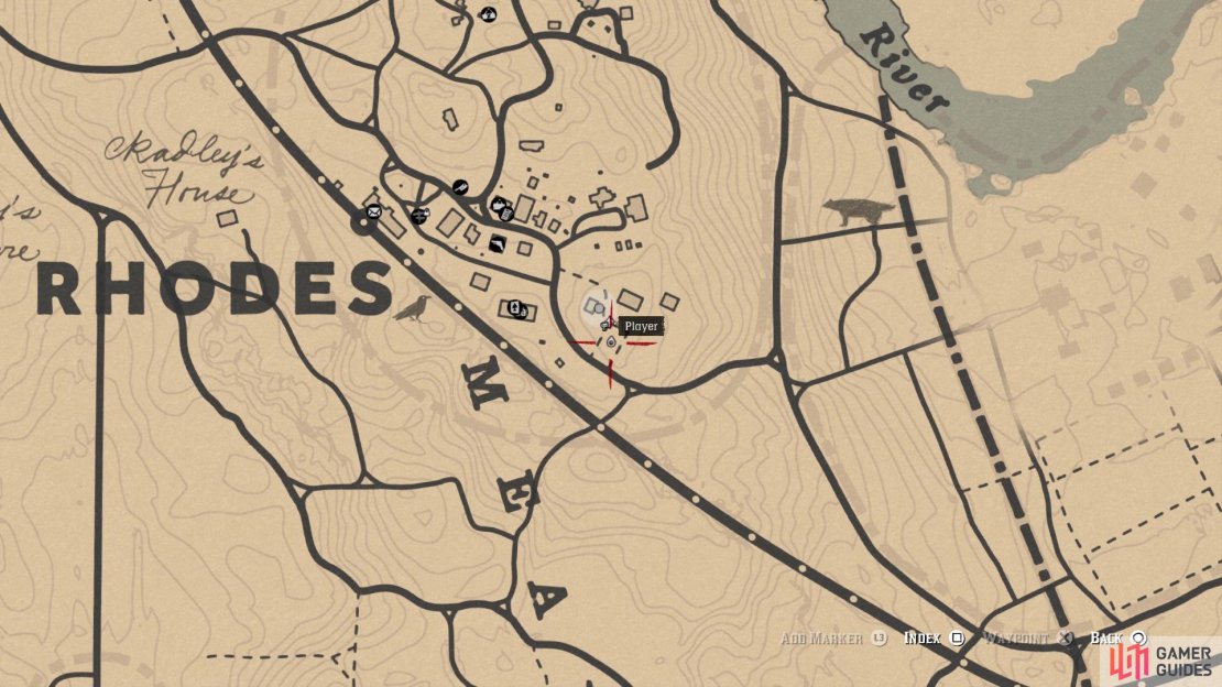 The location of the JD McKnight card on the map