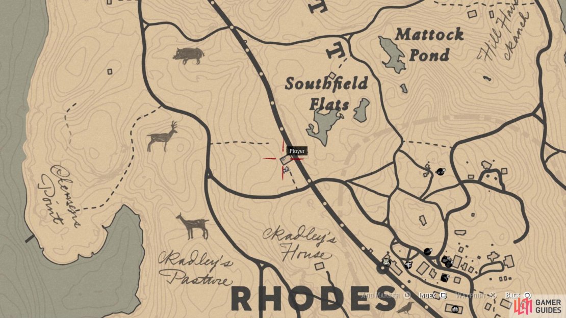 The location of the President Fisher card on the map