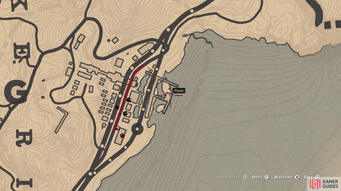 The location of the Packet Ship card on the map