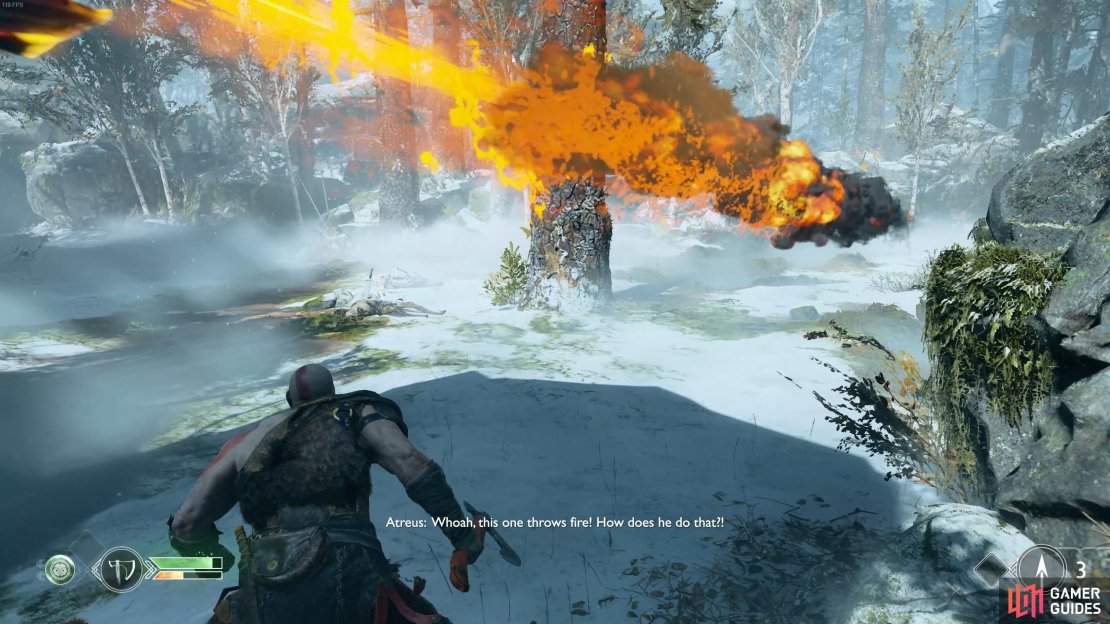 Getting hit by the projectiles will inflict the Burn status on you.