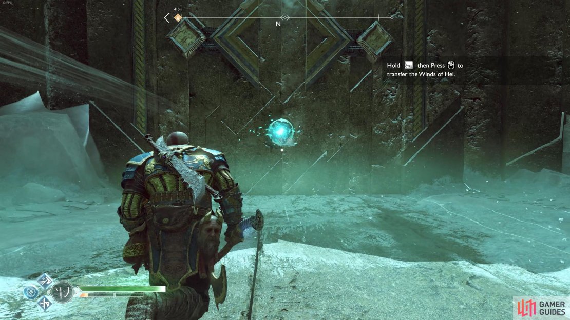 Use the Winds of Hel to open doors  by storing the energy in these wind traps.