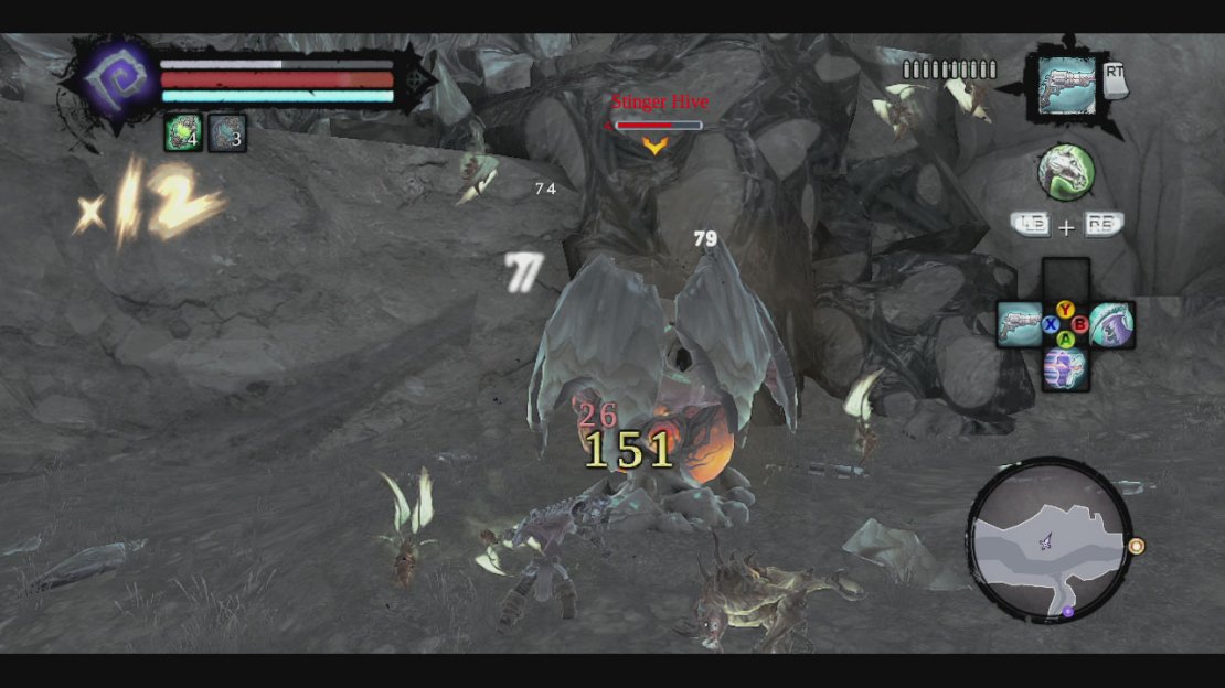 Continue along the set path until you reach the giant stone gates. Inside you will be attacked by a pair of prowlers and a swarm of stingers. See the large, glowing thing on the left? That&rsquo;s a stinger nest; you will want to make destroying that a priority or the stingers will continue to spawn indefinitely.  After clearing the area, you should have picked up some mordant dew for the quest Shaman&rsquo;s Craft. If you look ahead, you will see the gates in front are blocked. Look to the left to see some yellow crystal, use your pistol to shoot the bomb growth here to take it out and then climb the wall.