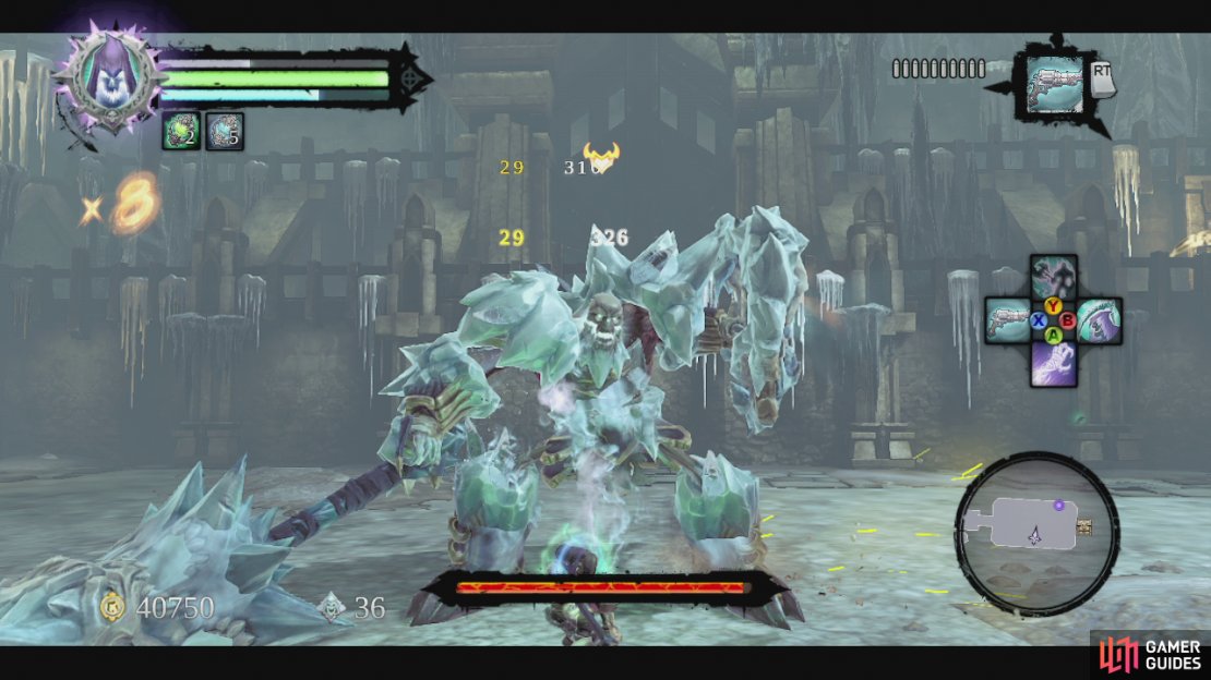 Find & Kill the Deposed King  Moves:  Freeze slam &ndash; He will smash his weapon into the ground, if you are hit by this, or are too close, it can also result in you being frozen  Hurricane &ndash; He will spin around with his weapon extended and follow you around the room, he moves quite quickly so you will need to use at least three dodges to avoid him before he stops.  Strategy:  The Deposed King acts kind of like a much larger, more dangerous version of an undead general. He has a big shield and a big mace and can hit you with both. The fight plays out the same as many boss battles, luring him into performing attack before dodging and striking him whilst he pauses. This guy does however have two attacks you really need to avoid. The freeze slam will do a good deal of damage by itself, however when the king&rsquo;s mace hits the ground, even if it doesn&rsquo;t hit you and you are too close you will be frozen in a block of ice. This will not only drain your life quickly, but immobilise you as well leaving you open to a follow up attack. You will need to mash the indicated button on screen quickly in order to escape.  The second attack to look out for is his hurricane attack where he spins around with his mace out held. He can move quite quickly and cover a lot of ground so when you see it coming run and dodge to avoid. Other than that, just whittle away his health when you can and he&rsquo;ll be pushing up daisies in no time!  You will earn the legendary weapon &ndash; Sceptre of the Deposed King for your efforts. Now loot the two chests we can now access at the back of the room.Afterwards fast travel back to the tree of life and head to Thane at Tri-Stone in the Forge lands to hand in the quest.