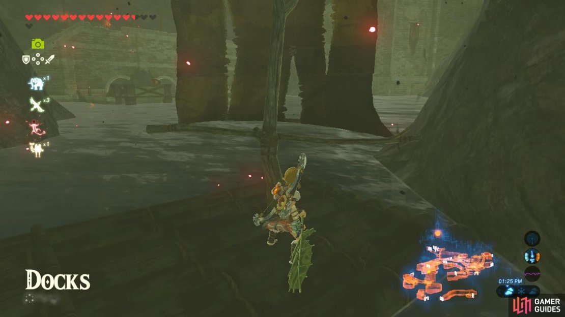 Enter the docks from the moat to the north of Hyrule Castle