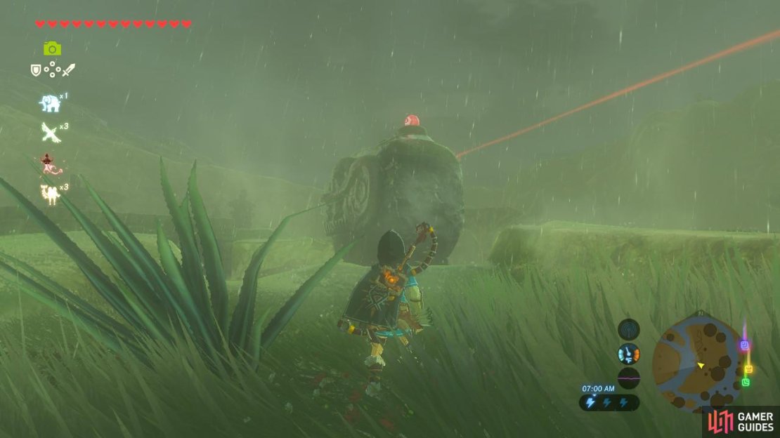 The red orb is atop a statue.