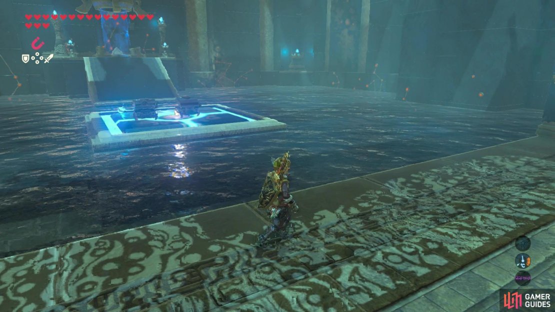 Use the three chests to weigh down the pressure plate.